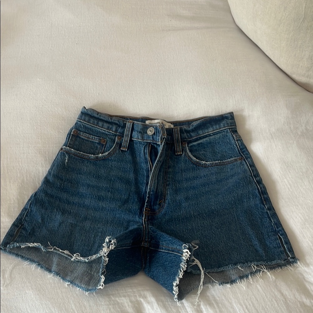 Abercrombie & Fitch Blue Jean Shorts Distressed Frayed Hem
